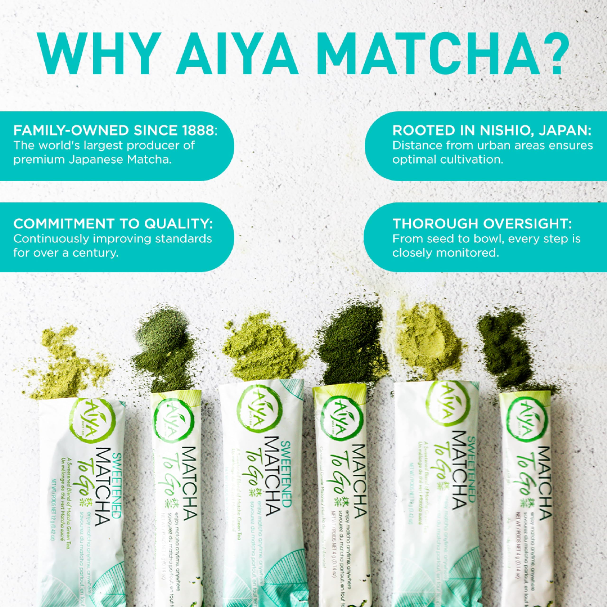 まっちゃ Aiya Japanese Sweetened Matcha Powder to Go Sticks - Ceremonial